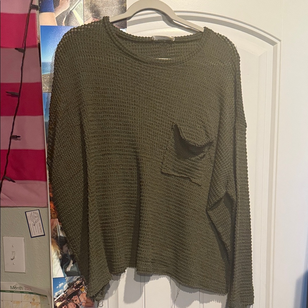 Zenana Outfitters Olive Knit Sweater